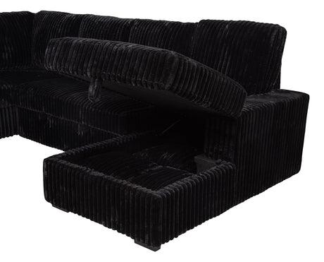 Devonshire Black Sleeper Sectional Sofa with Storage Chaise from Coaster - Luna Furniture