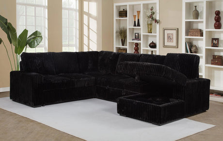 Devonshire Black Sleeper Sectional Sofa with Storage Chaise from Coaster - Luna Furniture