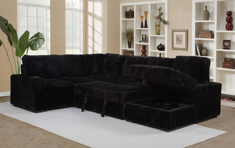 Devonshire Black Sleeper Sectional Sofa with Storage Chaise from Coaster - Luna Furniture
