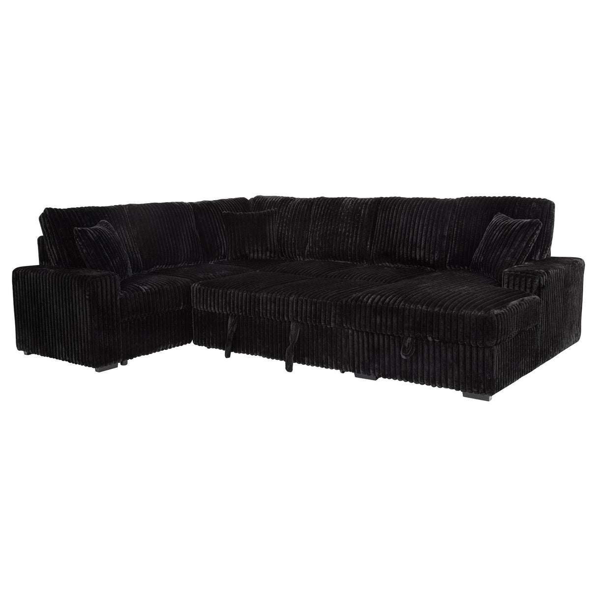 Devonshire Black Sleeper Sectional Sofa with Storage Chaise from Coaster - Luna Furniture