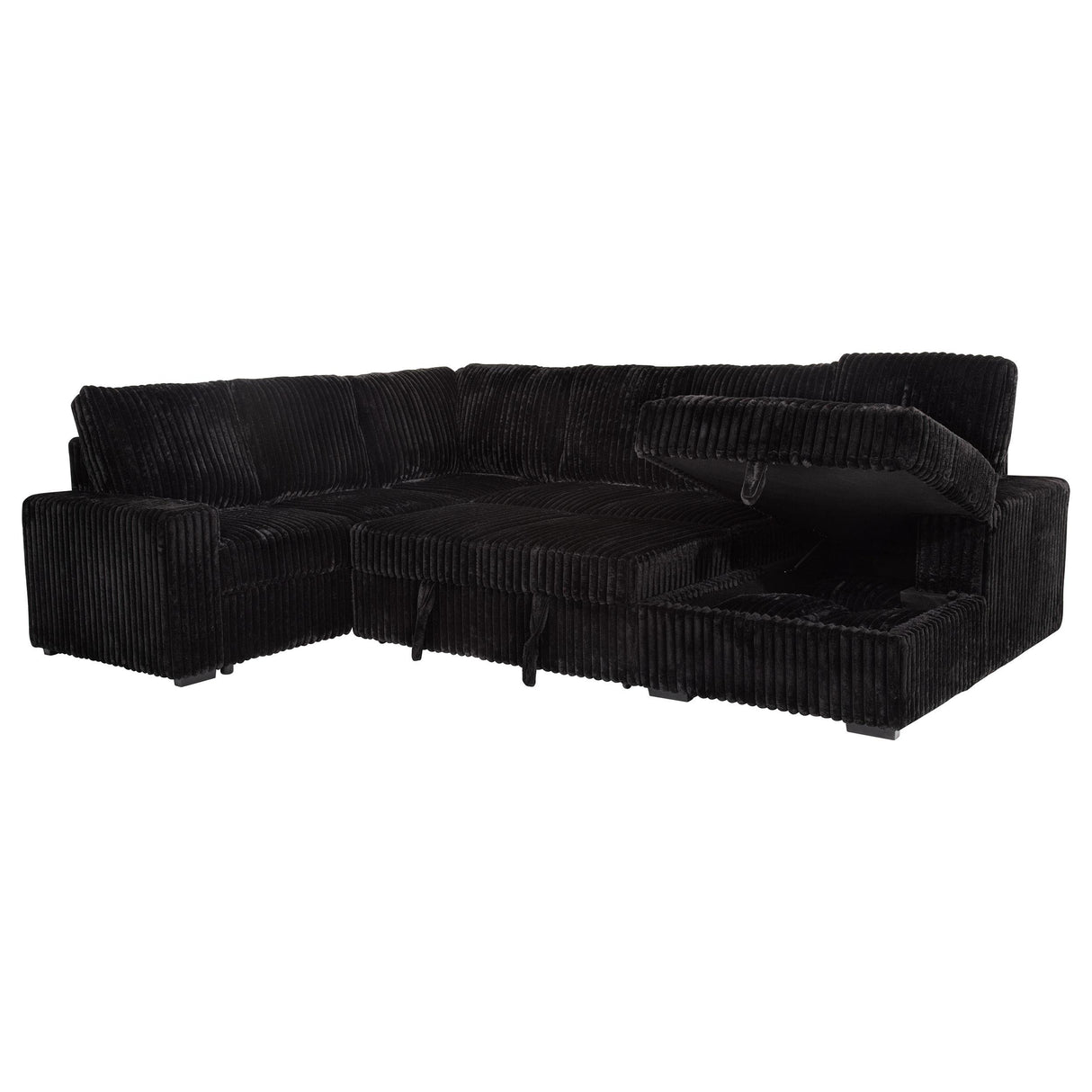 Devonshire Black Sleeper Sectional Sofa with Storage Chaise from Coaster - Luna Furniture