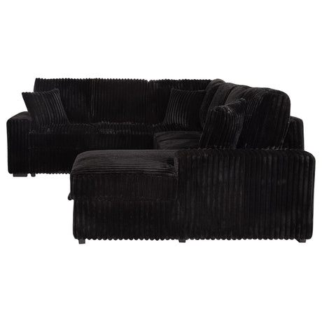 Devonshire Black Sleeper Sectional Sofa with Storage Chaise from Coaster - Luna Furniture