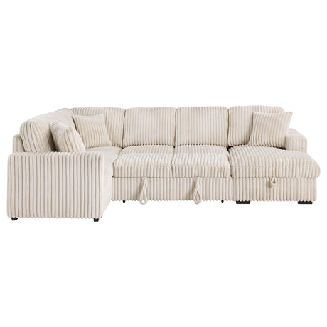Devonshire Camel Sleeper Sectional Sofa Storage Chaise from Coaster - Luna Furniture