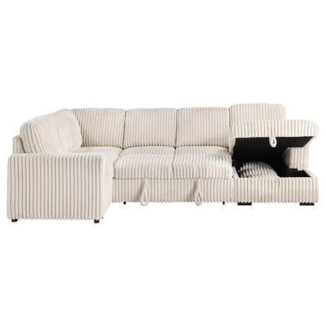 Devonshire Camel Sleeper Sectional Sofa Storage Chaise from Coaster - Luna Furniture