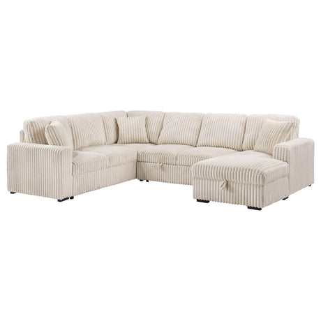 Devonshire Camel Sleeper Sectional Sofa Storage Chaise from Coaster - Luna Furniture