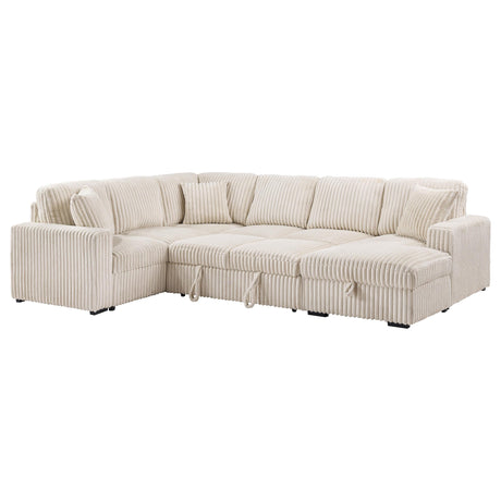 Devonshire Camel Sleeper Sectional Sofa Storage Chaise from Coaster - Luna Furniture