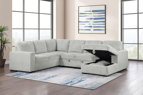 Devonshire Gray Sleeper Sectional Sofa Storage Chaise from Coaster - Luna Furniture