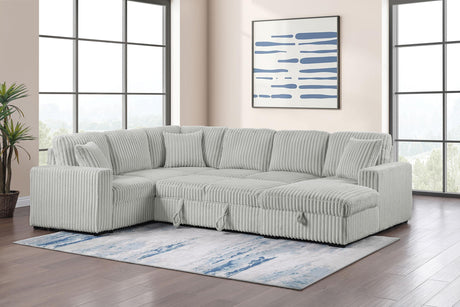 Devonshire Gray Sleeper Sectional Sofa Storage Chaise from Coaster - Luna Furniture