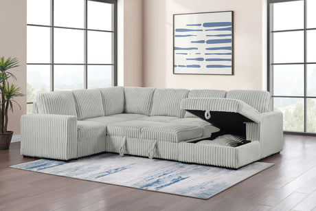 Devonshire Gray Sleeper Sectional Sofa Storage Chaise from Coaster - Luna Furniture