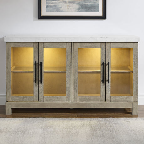 Carena White Marble Top Sideboard with Touch Lighting from Steve Silver - Luna Furniture