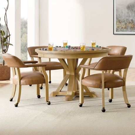Rylie Natural/Camel Vegan Leather Captains Chair, Set of 2 from Steve Silver - Luna Furniture