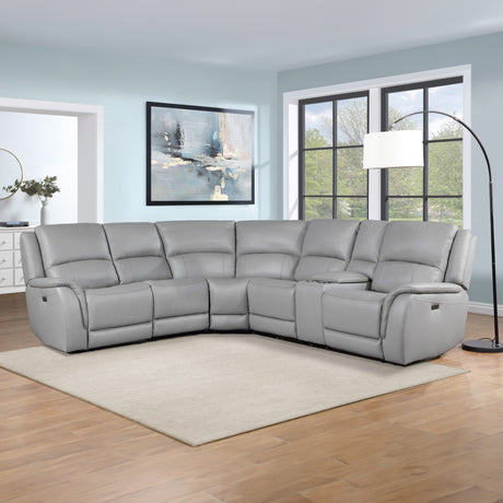 Alexandria Stone Top-Grain Leather 6-Piece Power Reclining Set from Steve Silver - Luna Furniture