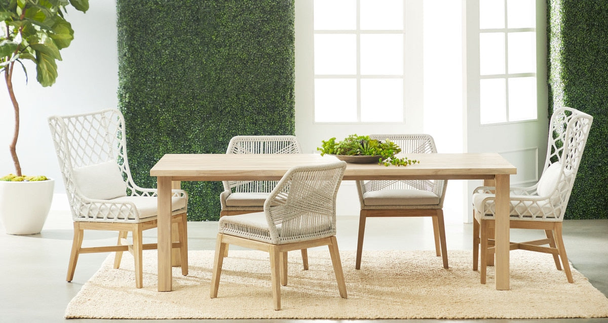 Diego Outdoor Dining Table in Gray Teak from Essentials For Living - Luna Furniture