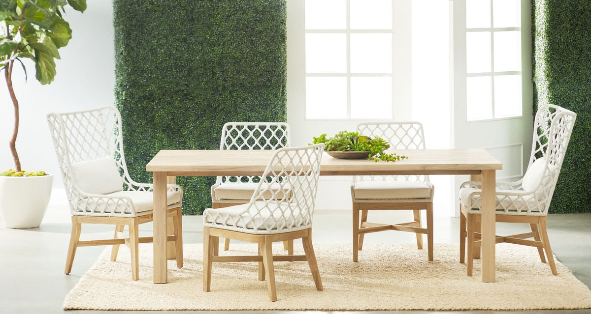 Diego Outdoor Dining Table in Gray Teak from Essentials For Living - Luna Furniture