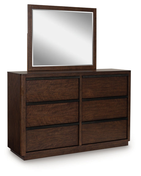 Dilenno California King Canopy Bed with Mirrored Dresser and 2 Nightstands in Dark Brown from Ashley - Luna Furniture