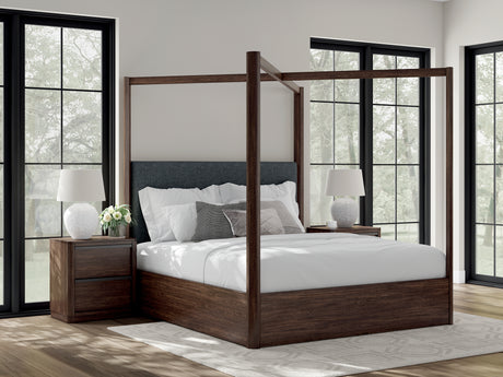 Dilenno Dark Brown California King Canopy Bed from Ashley - Luna Furniture