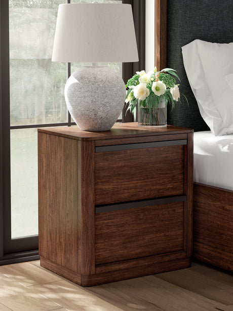Dilenno King Canopy Bed with Mirrored Dresser and Nightstand in Dark Brown from Ashley - Luna Furniture