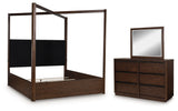 Dilenno Queen Canopy Bed with Mirrored Dresser in Dark Brown from Ashley - Luna Furniture
