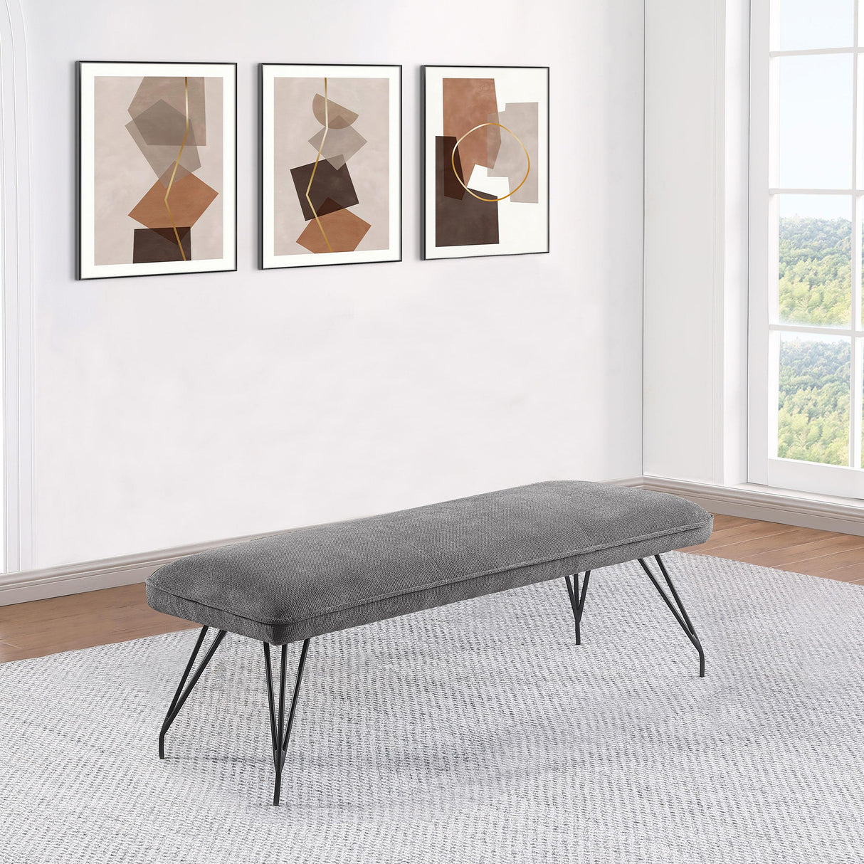 Dodson Gray Fabric Upholstered Dining Bench from Coaster - Luna Furniture