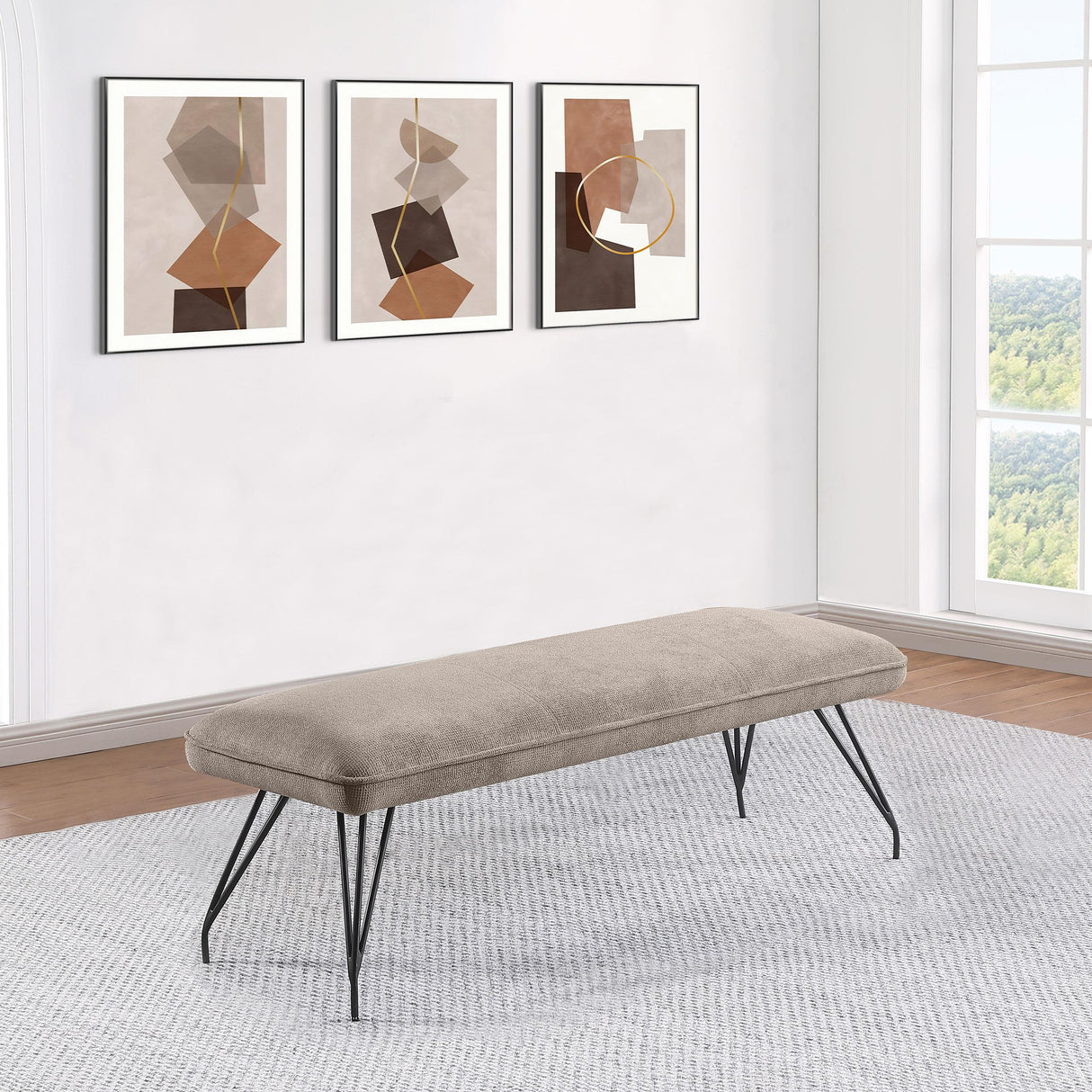 Dodson Taupe Upholstered Dining Bench from Coaster - Luna Furniture
