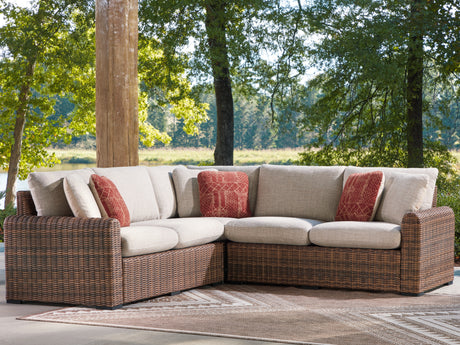 Dolan Creek Beige/Brown 3-Piece Outdoor Sectional from Ashley - Luna Furniture