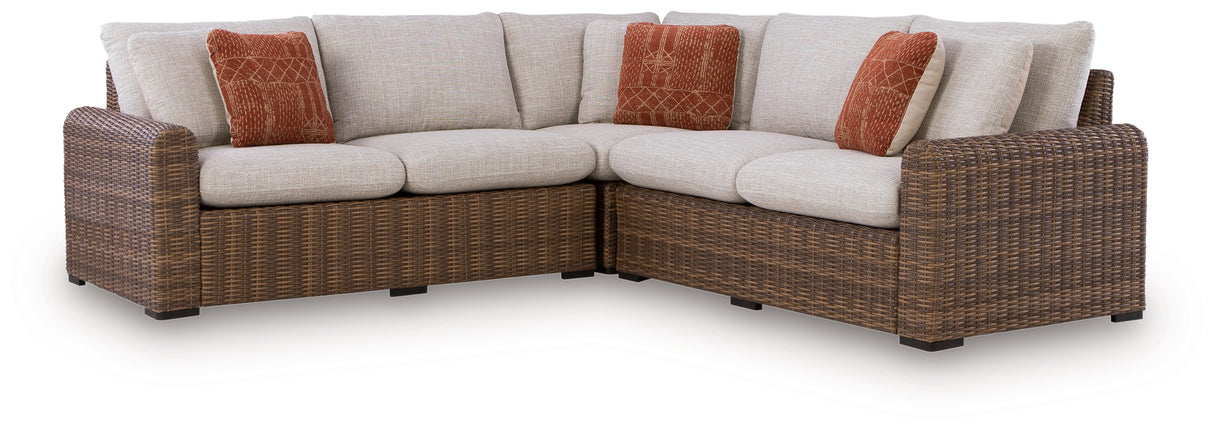 Dolan Creek Beige/Brown 3-Piece Outdoor Sectional from Ashley - Luna Furniture