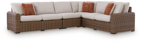 Dolan Creek Beige/Brown 4-Piece Outdoor Sectional from Ashley - Luna Furniture
