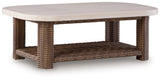 Dolan Creek Beige/Brown Outdoor Coffee Table from Ashley - Luna Furniture