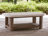 Dolan Creek Beige/Brown Outdoor Coffee Table from Ashley - Luna Furniture