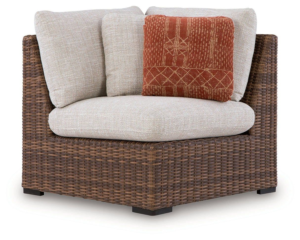 Dolan Creek Beige/Brown Outdoor Corner with Cushion from Ashley - Luna Furniture