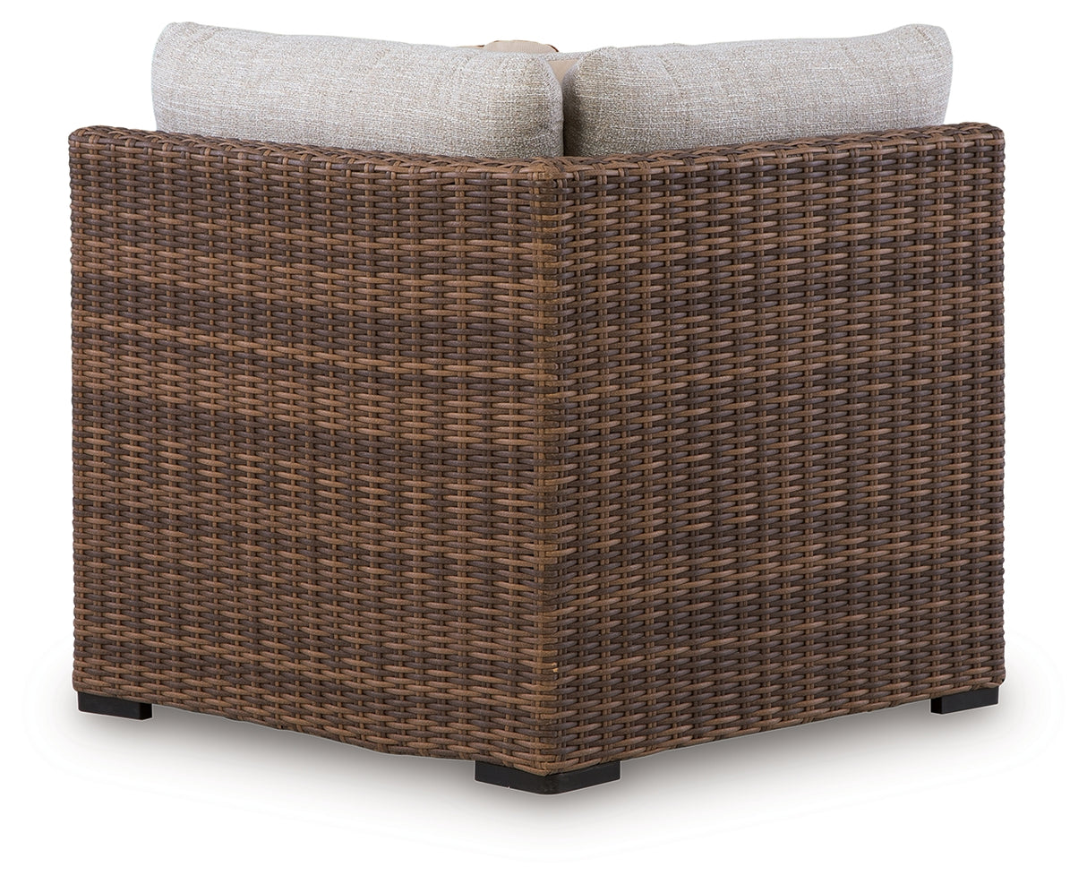 Dolan Creek Beige/Brown Outdoor Corner with Cushion from Ashley - Luna Furniture