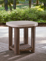 Dolan Creek Beige/Brown Outdoor End Table from Ashley - Luna Furniture