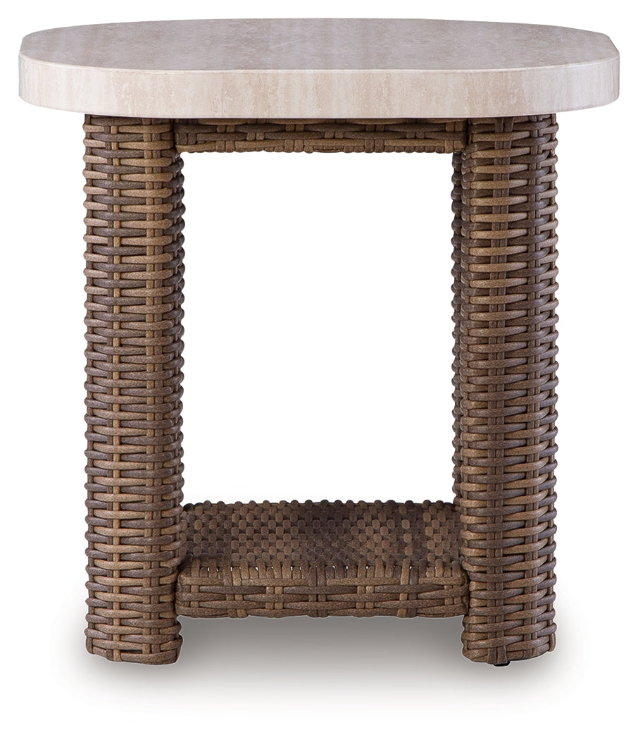 Dolan Creek Beige/Brown Outdoor End Table from Ashley - Luna Furniture