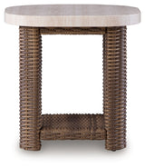 Dolan Creek Beige/Brown Outdoor End Table from Ashley - Luna Furniture