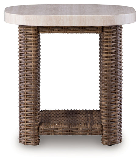 Dolan Creek Beige/Brown Outdoor End Table from Ashley - Luna Furniture