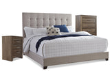 Dolante Beige Queen Upholstered Bed with Chest of Drawers and Nightstand from Ashley - Luna Furniture