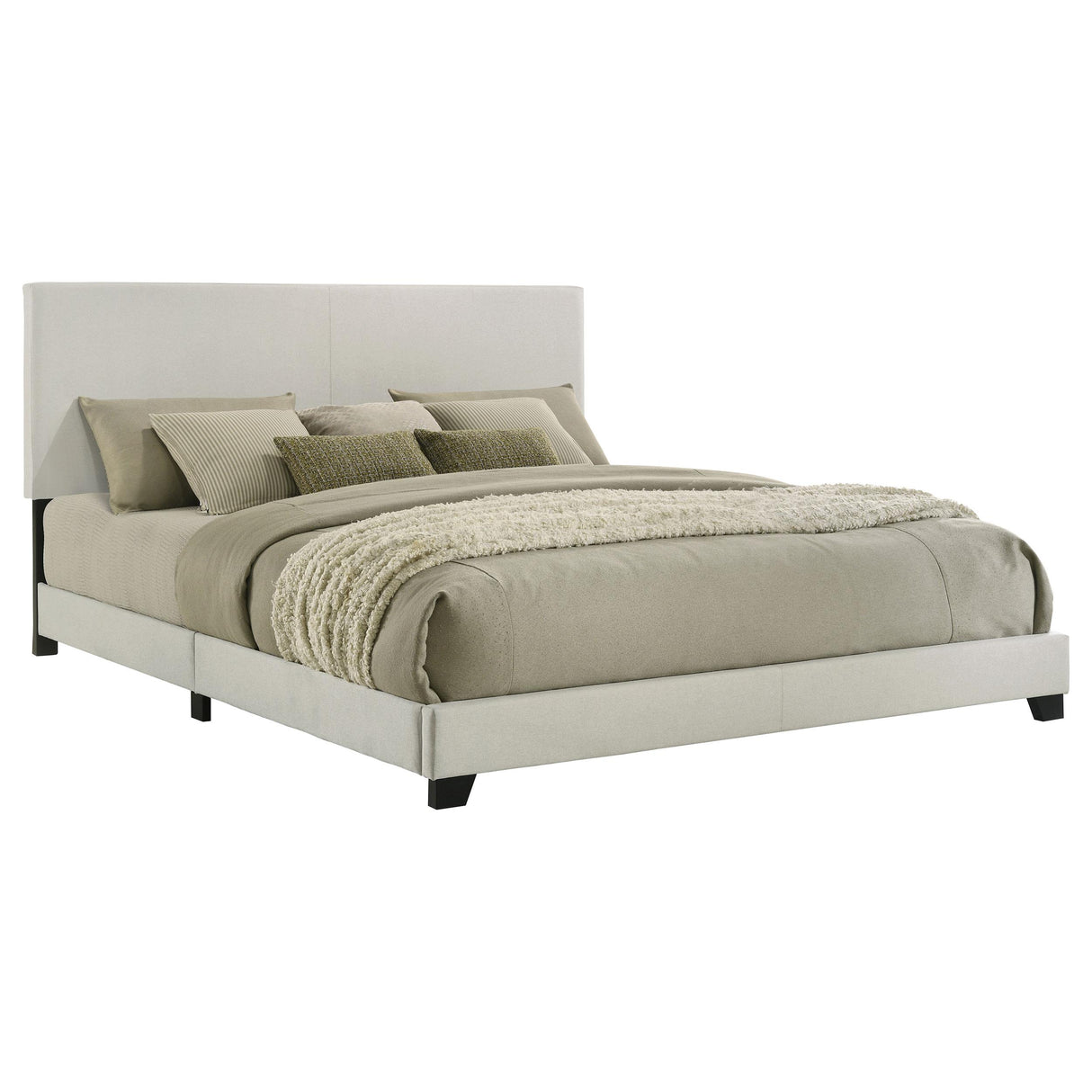 Dorian Cream Upholstered California King Panel Bed from Coaster - Luna Furniture