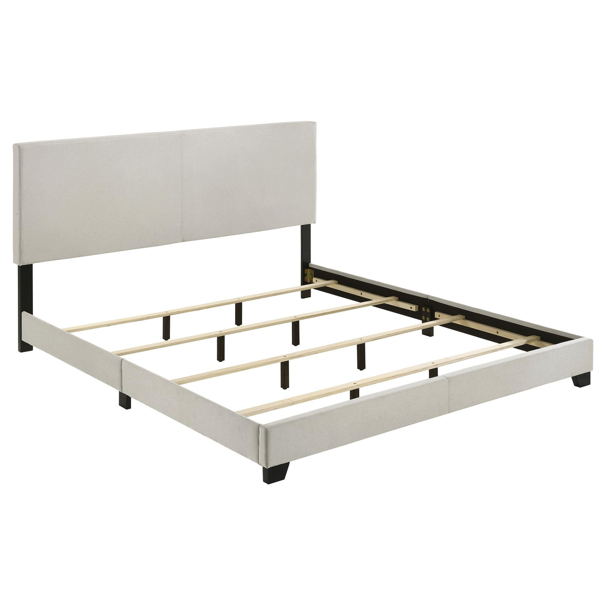 Dorian Cream Upholstered Eastern King Panel Bed from Coaster - Luna Furniture