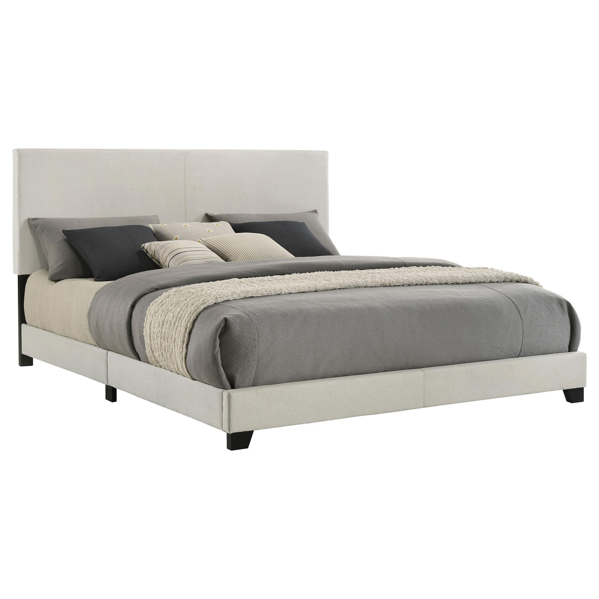 Dorian Cream Upholstered Eastern King Panel Bed from Coaster - Luna Furniture