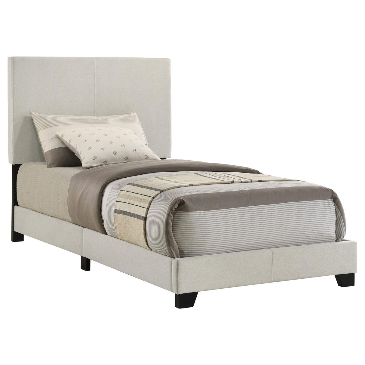Dorian Cream Upholstered Twin Panel Bed from Coaster - Luna Furniture