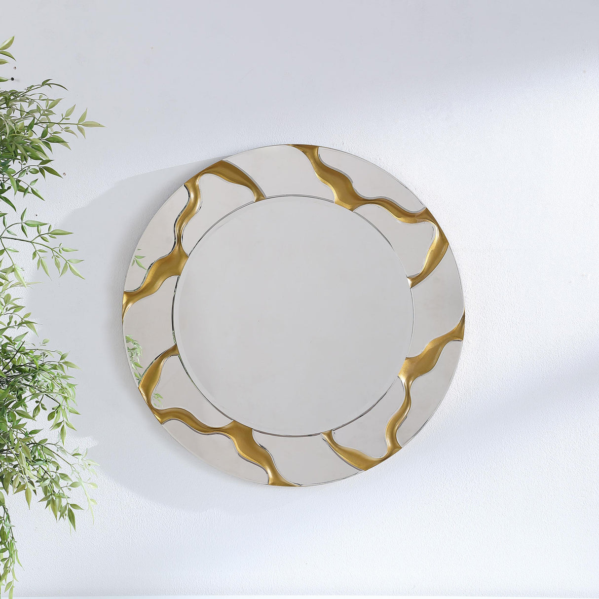 Dorinda Gold 36 x 36 Inch Round Kintsugi Style Wall Mirror from Coaster - Luna Furniture