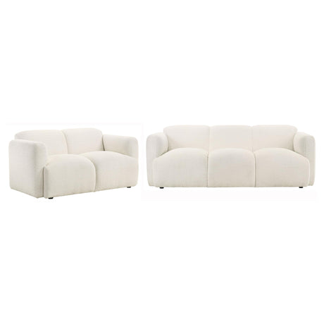 Dorset White 2-Piece Upholstered Round Track Arm Living Room Set from Coaster - Luna Furniture