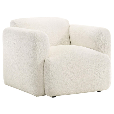 Dorset White Fabric Upholstered Round Track Arm Accent Chair from Coaster - Luna Furniture