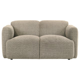 Dorset Brown Fabric Upholstered Round Track Arm Loveseat from Coaster - Luna Furniture