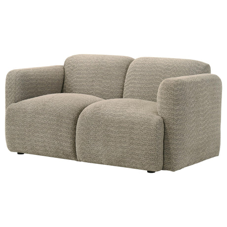 Dorset Brown Fabric Upholstered Round Track Arm Loveseat from Coaster - Luna Furniture