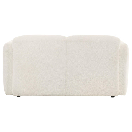 Dorset White Fabric Upholstered Round Track Arm Loveseat from Coaster - Luna Furniture