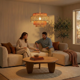 Dorset Pendant Lamp - White and Natural/Terracotta from Ashcroft Furniture - Luna Furniture