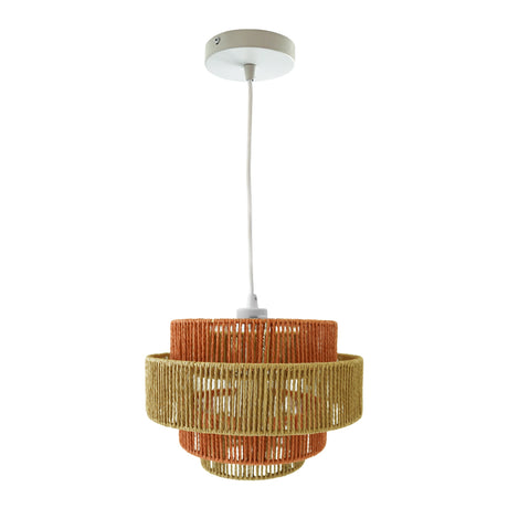 Dorset Pendant Lamp - White and Natural/Terracotta from Ashcroft Furniture - Luna Furniture