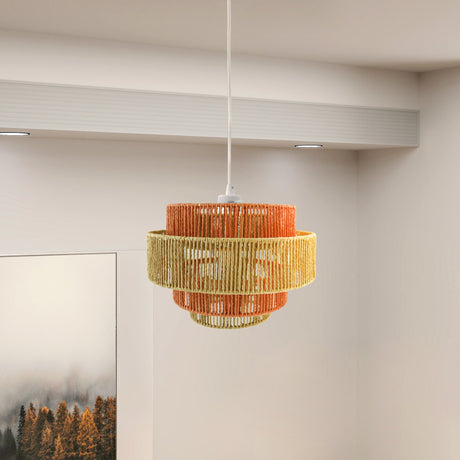 Dorset Pendant Lamp - White and Natural/Terracotta from Ashcroft Furniture - Luna Furniture