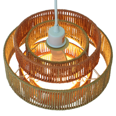 Dorset Pendant Lamp - White and Natural/Terracotta from Ashcroft Furniture - Luna Furniture